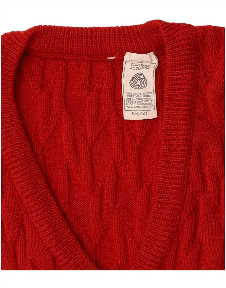 Vintage Mens Vest Tank Top Small Red Wool
