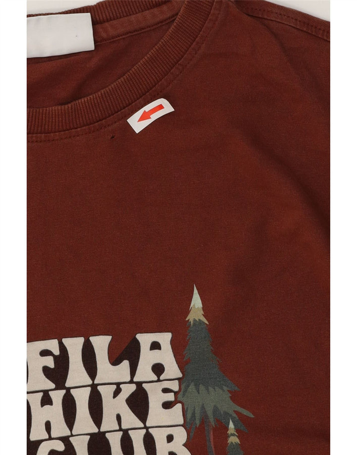 Fila Mens Graphic T-Shirt Top XL Brown Cotton