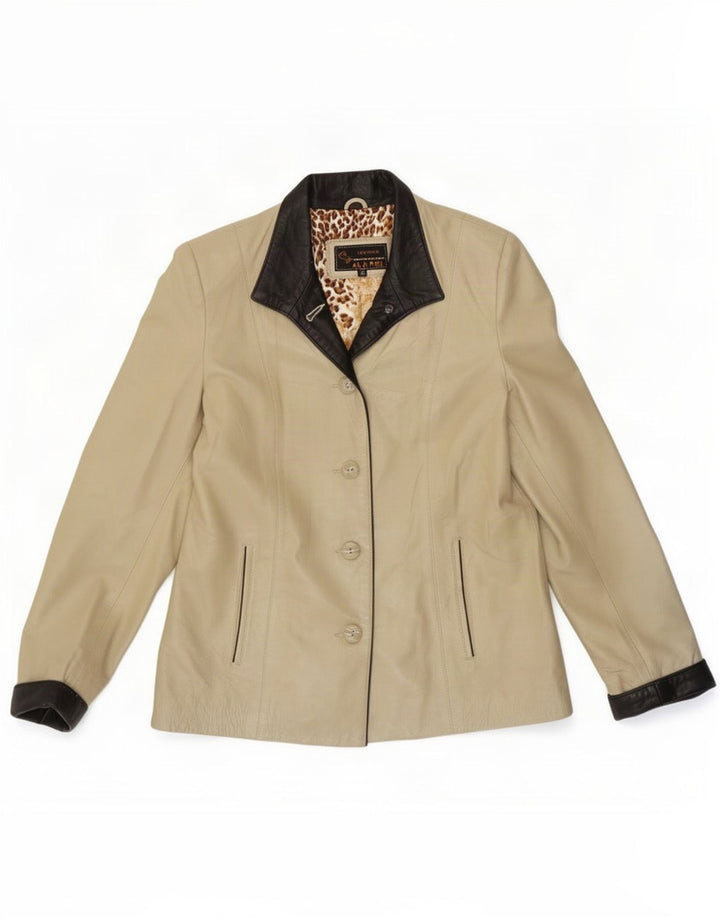 Alji Piel Womens Leather Jacket EU 40 Medium Beige