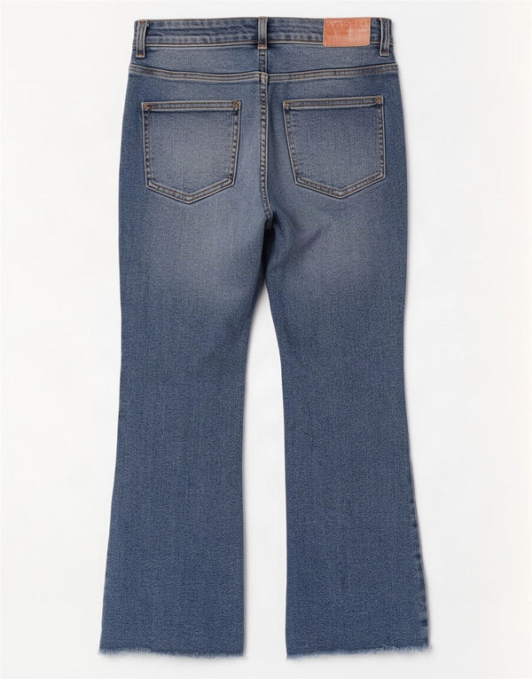 Zara Womens Crop Bootcut Jeans EU 40 Medium W30 L25 Blue Cotton