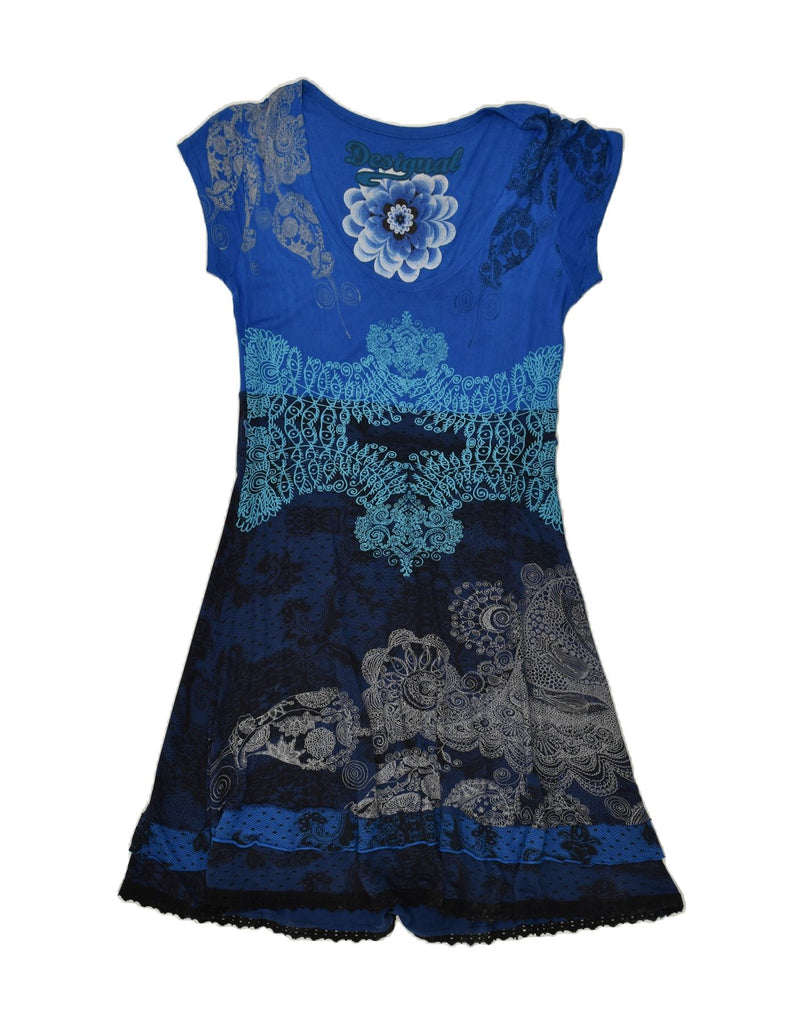 DESIGUAL Womens Graphic A-Line Dress UK 18 XL Blue Paisley Viscose | Vintage Desigual | Thrift | Second-Hand Desigual | Used Clothing | Messina Hembry 