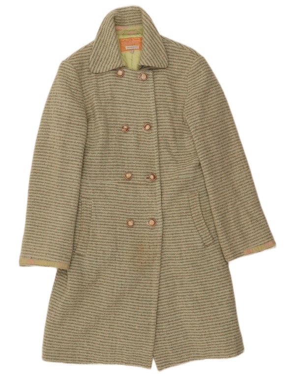 NOA NOA Womens Double Breasted Coat UK 14 Medium Green Striped Wool