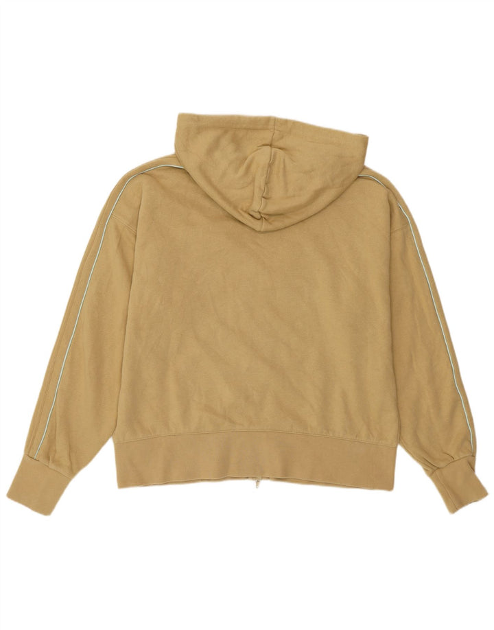 ADIDAS Womens Oversized Zip Hoodie Sweater EU 34 XS Beige Cotton
