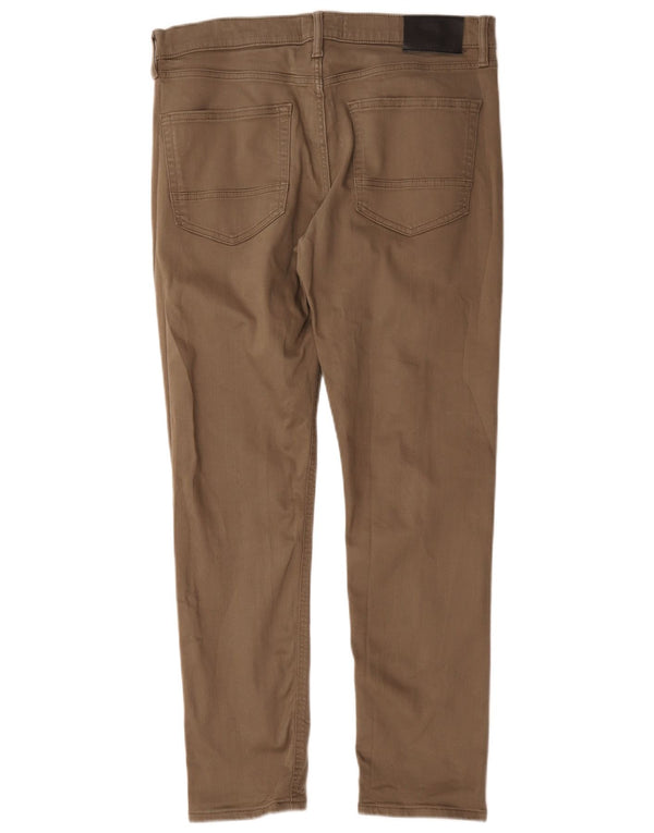 Marks & Spencer Mens Slim Fit Casual Trousers W34 L29 Brown Cotton
