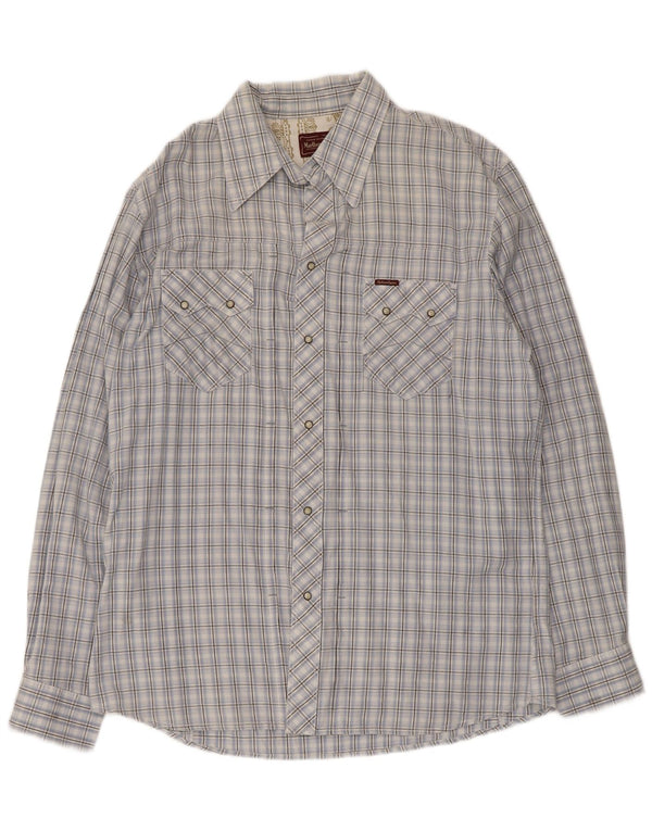 Marlboro Classics Mens Shirt 2XL Blue Check Cotton