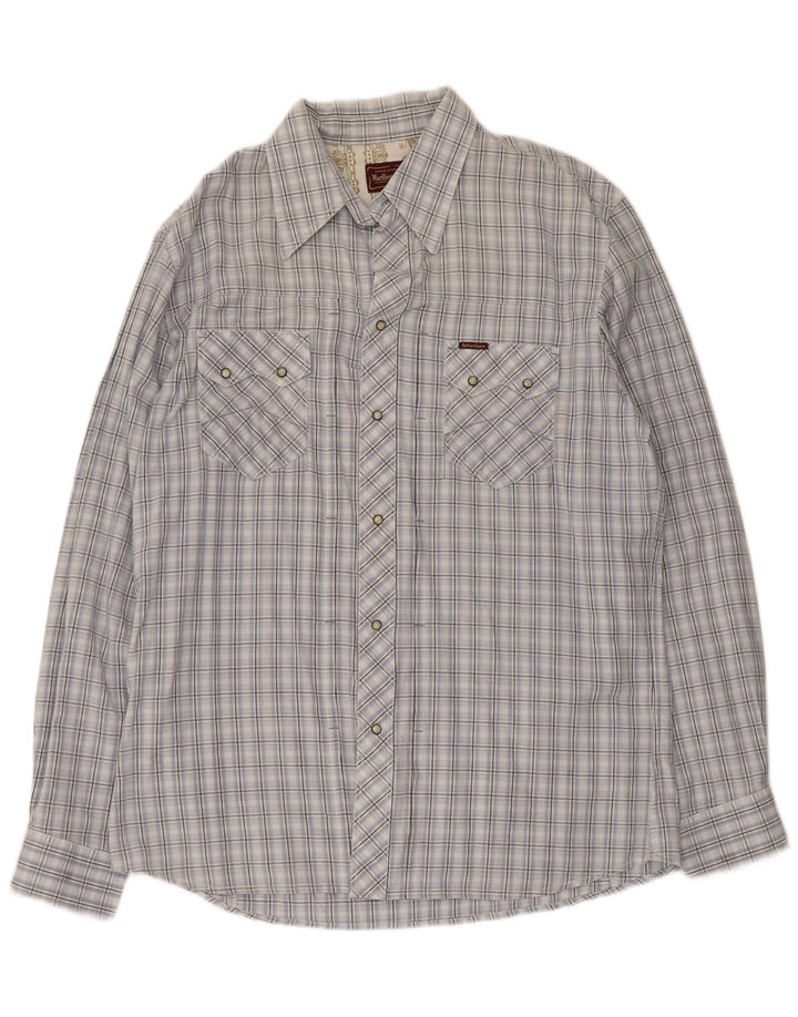 Marlboro Classics Mens Shirt 2XL Blue Check Cotton