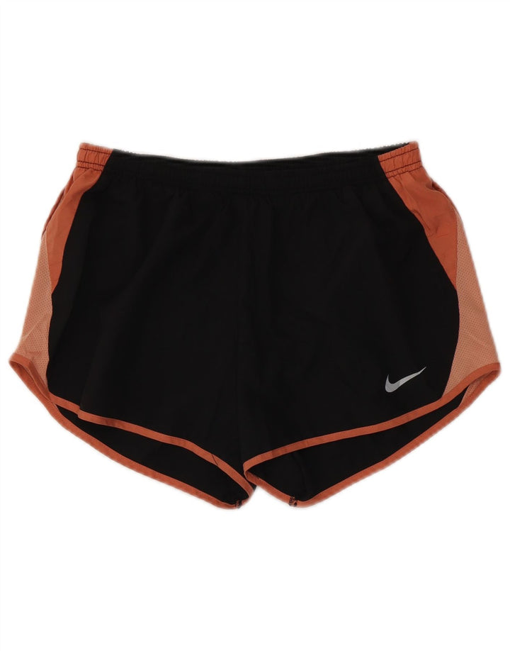 NIKE Womens Dri Fit Sport Shorts UK 12 Medium Black Colourblock