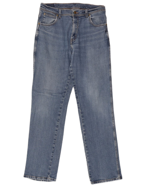 Wrangler Mens Straight Jeans W33 L34 Blue Cotton