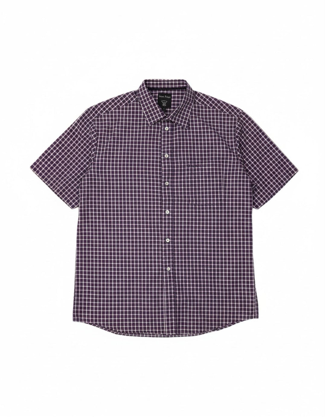 JAMES PRINGLE Mens Short Sleeve Shirt Large Purple Check Polyester