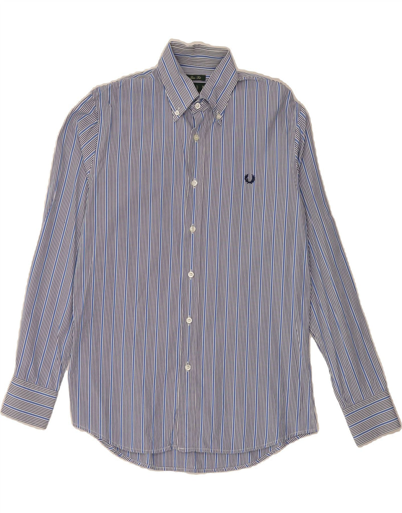 FRED PERRY Mens Slim Fit Shirt Medium Blue Striped Cotton Vintage Fred Perry and Second-Hand Fred Perry from Messina Hembry 