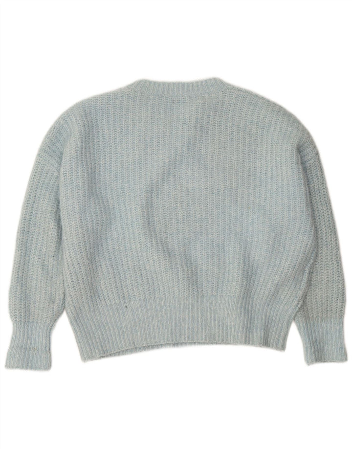 Zara Womens Oversized Boat Neck Jumper Sweater UK 14 Medium Blue Polyester