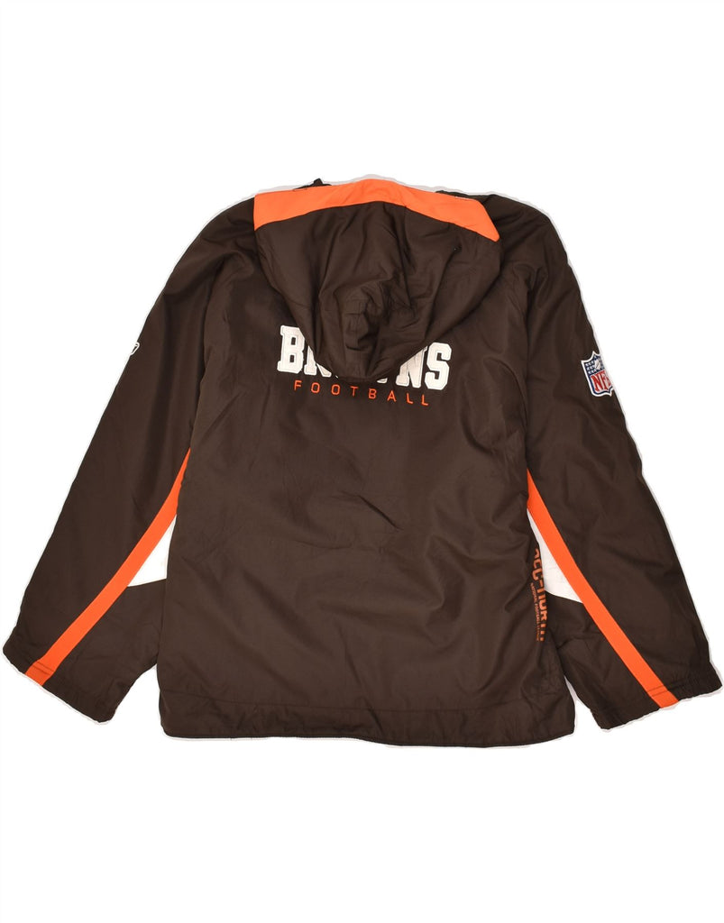 REEBOK Boys Graphic Hooded Rain Jacket 14-15 Years Large Brown Polyester | Vintage Reebok | Thrift | Second-Hand Reebok | Used Clothing | Messina Hembry 