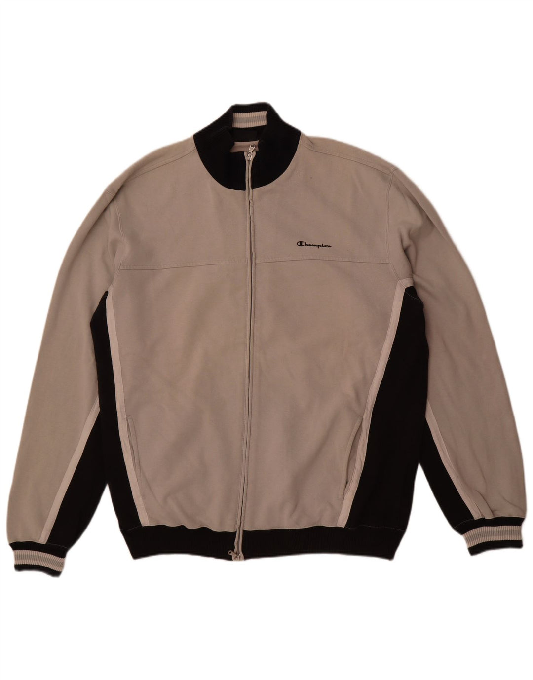 Champion Mens Tracksuit Top Jacket 2XL Grey Colourblock Cotton