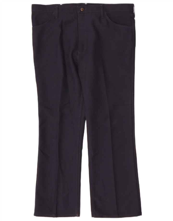 WRANGLER Mens Straight Casual Trousers W42 L30  Navy Blue Polyester