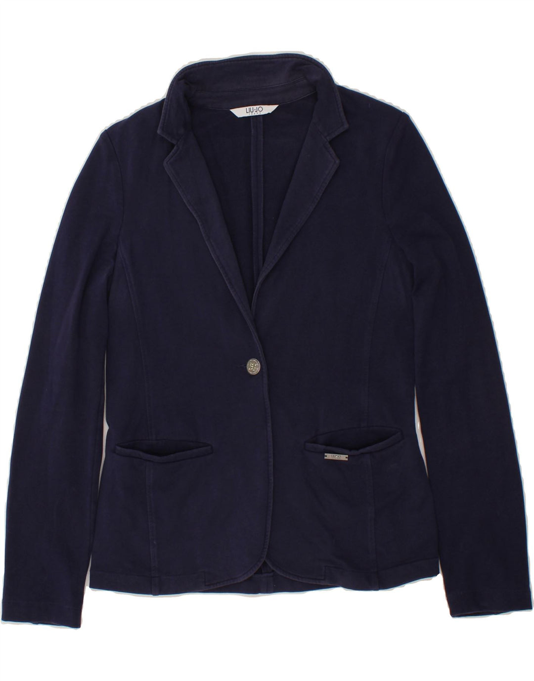 LIU JO Womens 1 Button Blazer Jacket UK 14 Medium Navy Blue Vintage Liu Jo and Second-Hand Liu Jo from Messina Hembry 