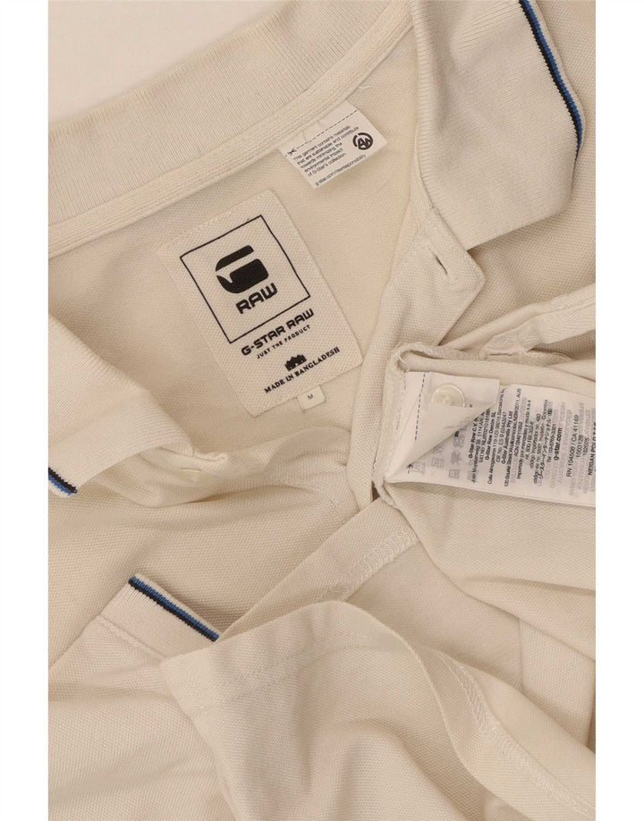 G-Star Mens Polo Shirt Medium White Cotton