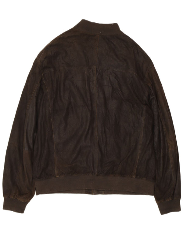 GIMO'S Mens Leather Jacket UK 42 XL Brown
