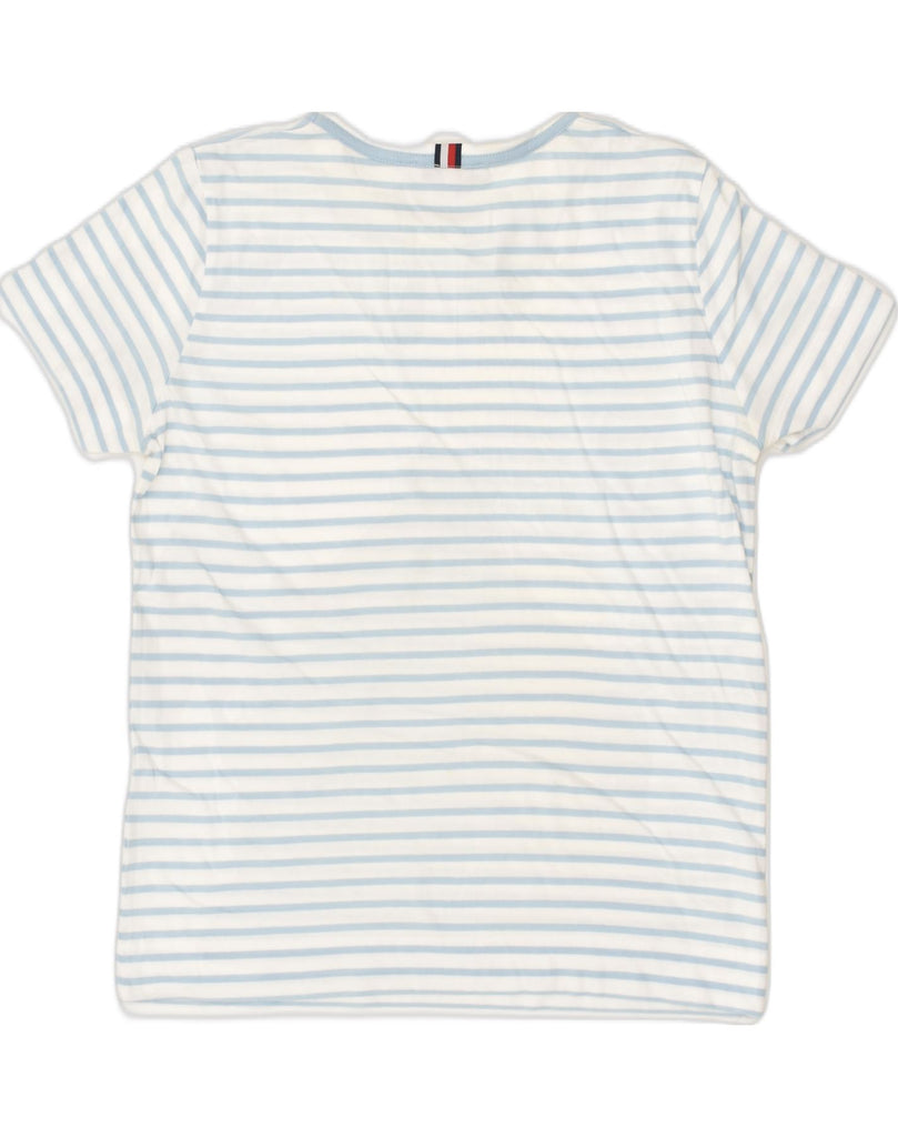 TOMMY HILFIGER Womens T-Shirt Top UK 6 XS Blue Striped Cotton | Vintage Tommy Hilfiger | Thrift | Second-Hand Tommy Hilfiger | Used Clothing | Messina Hembry 