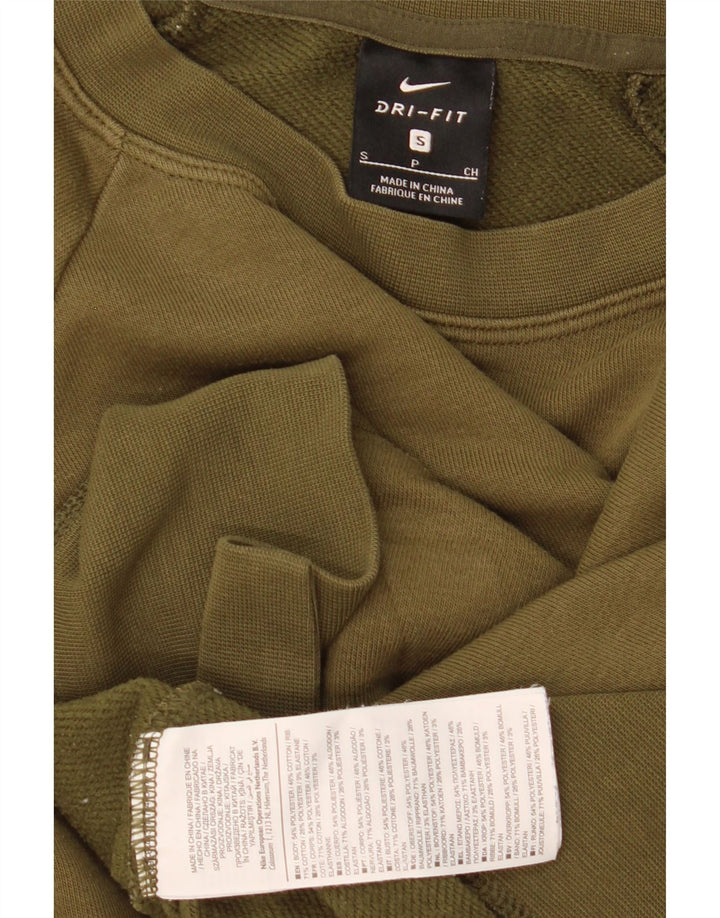Nike Womens Crop Oversized Sweatshirt Jumper UK 10 Small Khaki Polyester