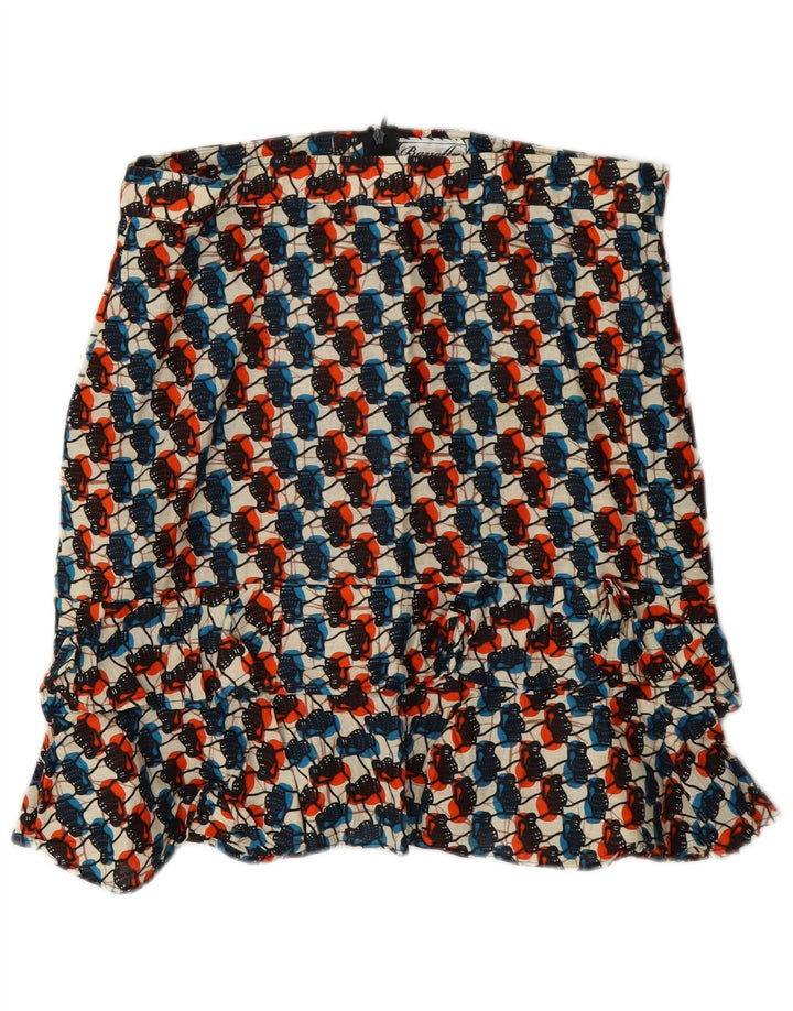 Vintage Womens Abstract Pattern Ruffle Skirt XL W32 Multicoloured