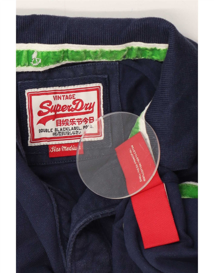 Superdry Mens Polo Shirt Medium Navy Blue Cotton