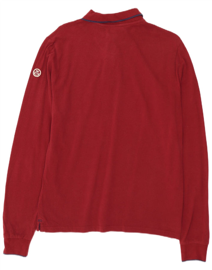 NORTH SAILS Mens Long Sleeve Polo Shirt Small Red