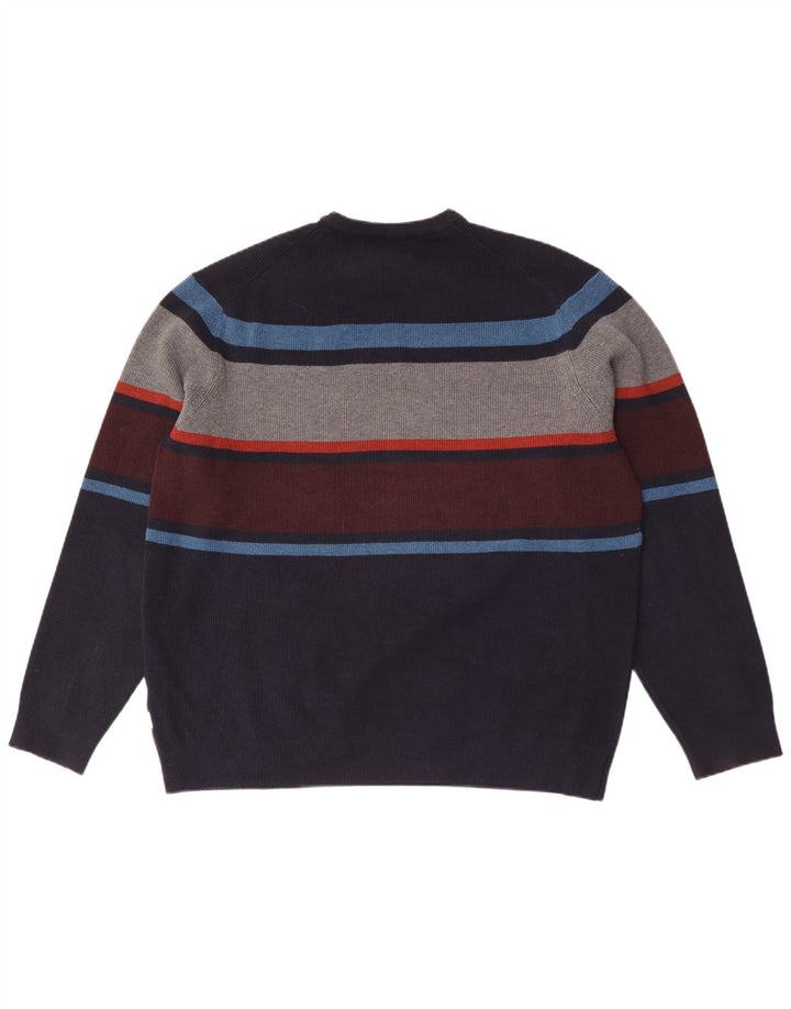 Marks & Spencer Mens Crew Neck Jumper Sweater XL Navy Blue Striped