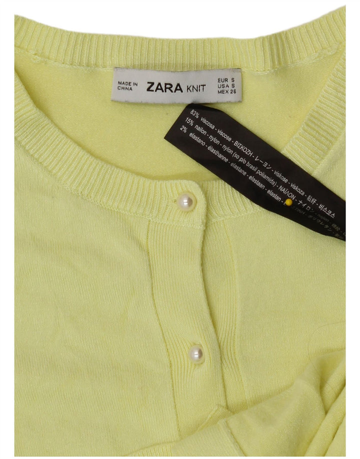 Zara Womens Cardigan Sweater UK 10 Small Yellow Viscose