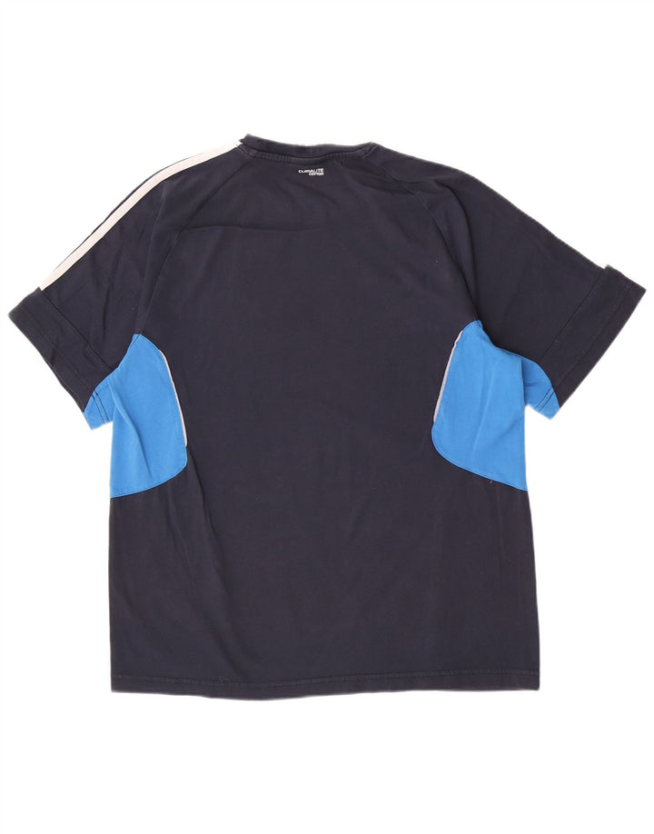 Adidas Mens Short Sleeve Regular T-Shirt Top Small Navy Blue Colourblock