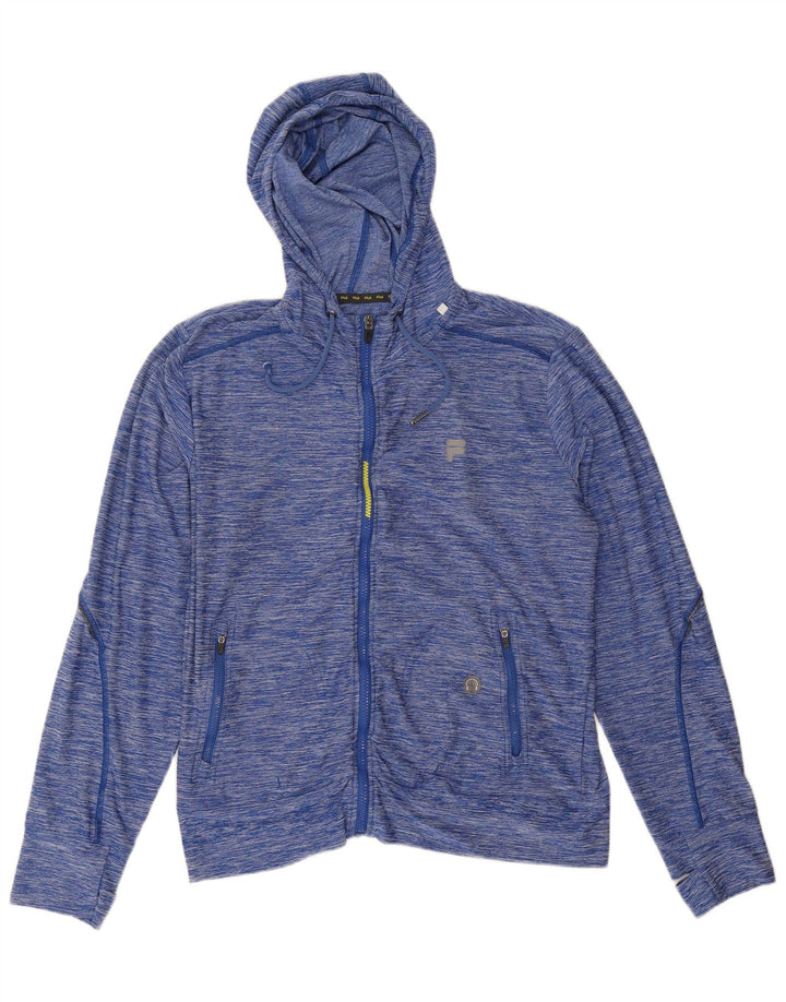 Fila Mens Zip Hoodie Sweater Medium Navy Blue Flecked Polyester