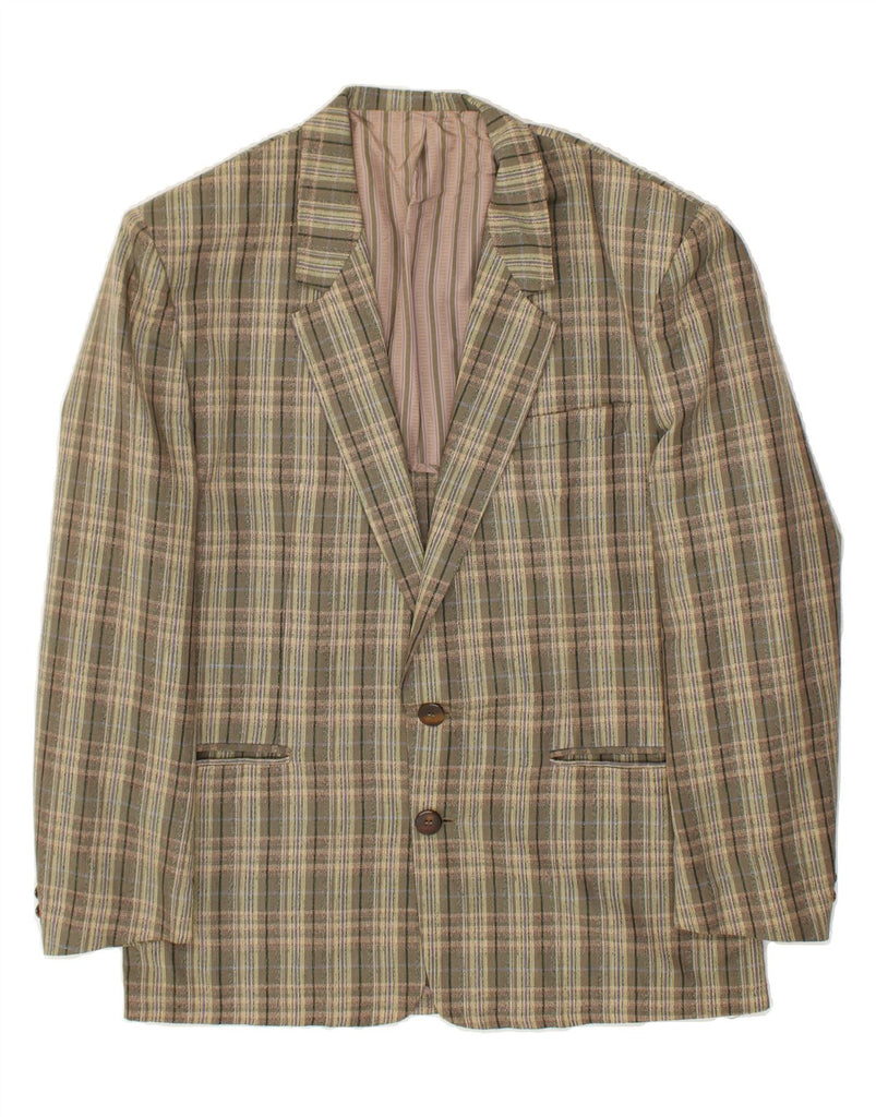 VINTAGE Mens 2 Button Blazer Jacket UK 40 Large Green Check Viscose | Vintage Vintage | Thrift | Second-Hand Vintage | Used Clothing | Messina Hembry 