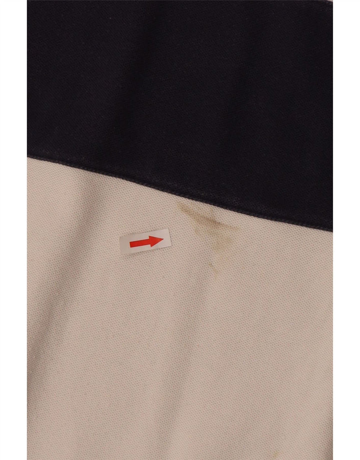 Hackett Mens Rugby Polo Shirt Medium White Colourblock Cotton