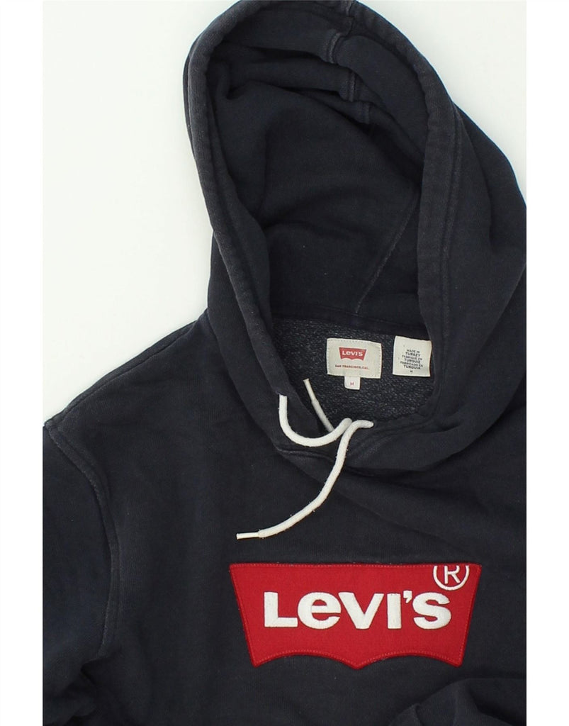 LEVI'S Mens Graphic Hoodie Jumper Medium Navy Blue Cotton | Vintage Levi's | Thrift | Second-Hand Levi's | Used Clothing | Messina Hembry 