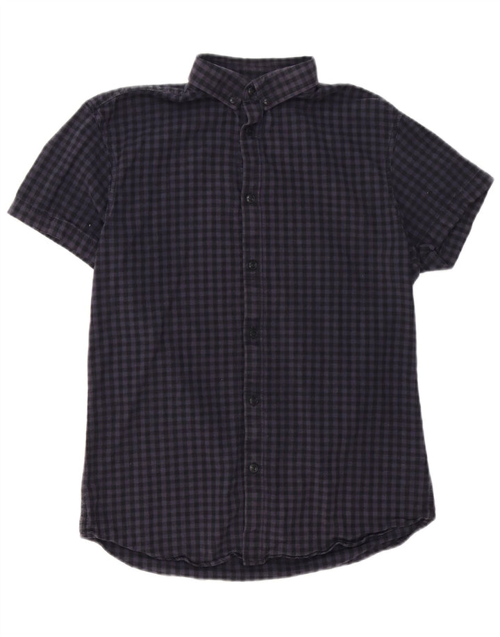 Jack & Jones Mens Short Sleeve Regular Fit Shirt Small Navy Blue Gingham