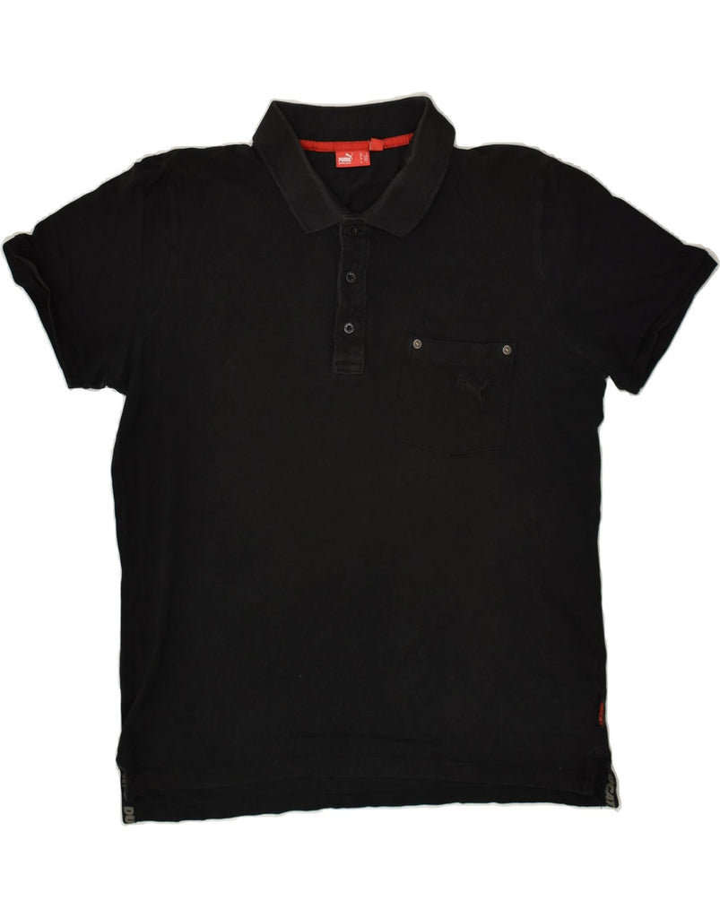 PUMA Mens Polo Shirt Large Black Cotton | Vintage Puma | Thrift | Second-Hand Puma | Used Clothing | Messina Hembry 