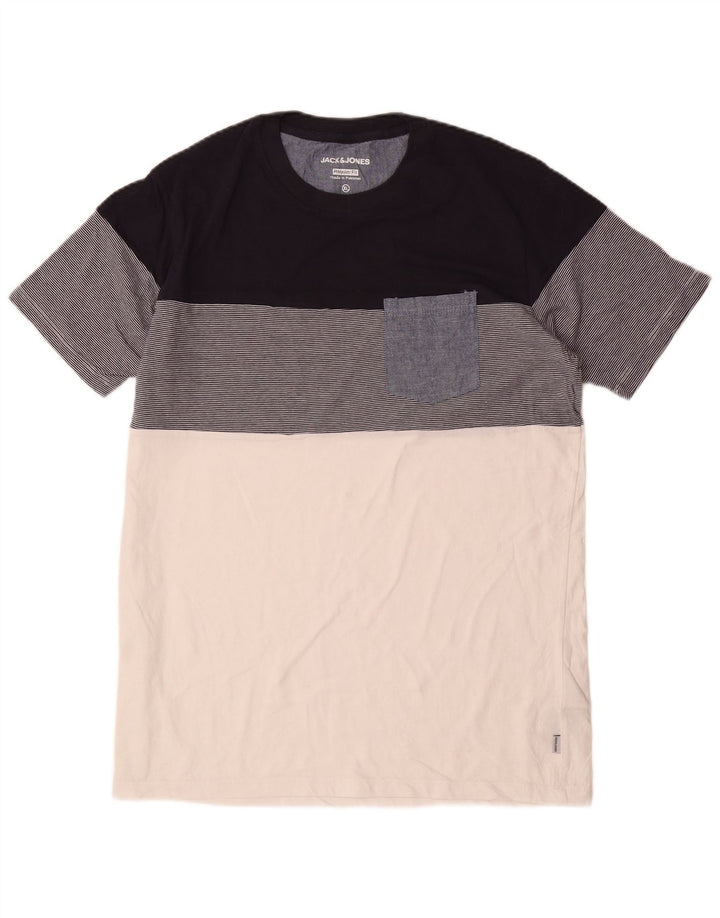 Jack & Jones Mens Regular Fit T-Shirt Top XL Multicoloured Colourblock