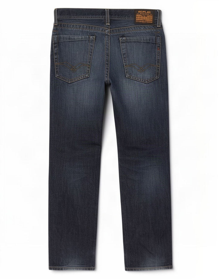 Replay Mens Straight Jeans W32 L30 Navy Blue