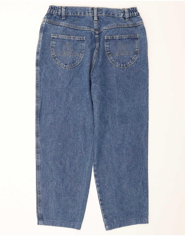 Vintage Womens High Waist Tapered Jeans IT 50 XL W30 L26 Blue Cotton