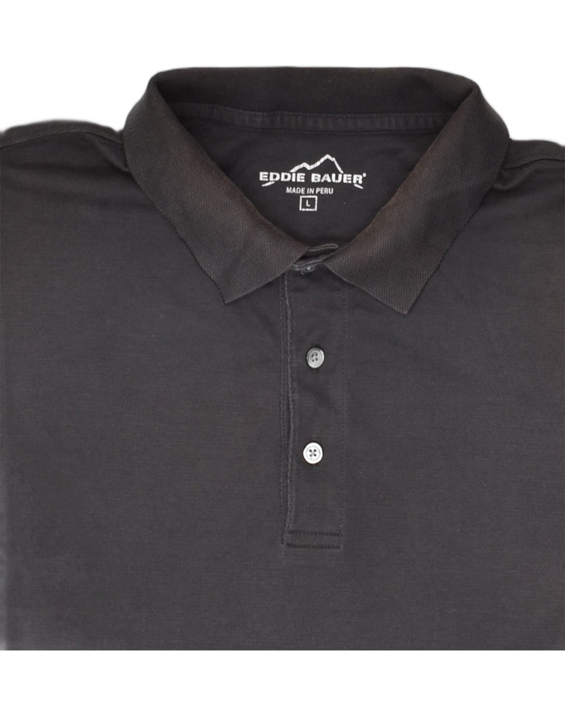 EDDIE BAUER Mens Polo Shirt Large Black Cotton | Vintage Eddie Bauer | Thrift | Second-Hand Eddie Bauer | Used Clothing | Messina Hembry 