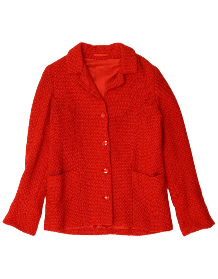 VINTAGE Womens 4 Button Blazer Jacket UK 16 Large Red