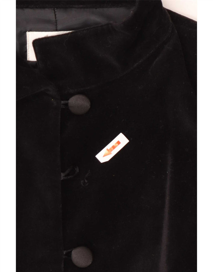 Vintage Womens 6 Button Blazer Jacket UK 14 Medium Black Cotton