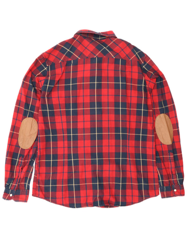 Benetton Mens Flannel Shirt Large Red Check