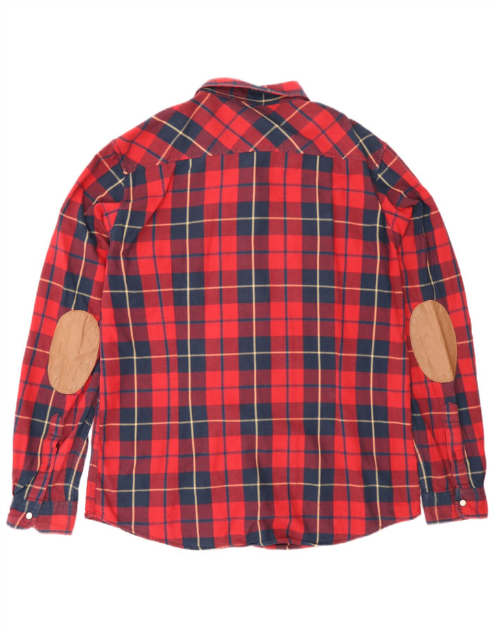 Benetton Mens Flannel Shirt Large Red Check