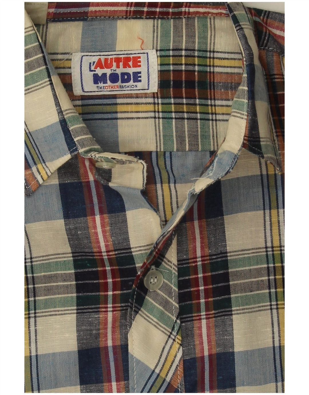 Vintage Mens Short Sleeve Shirt Medium Multicoloured Plaid