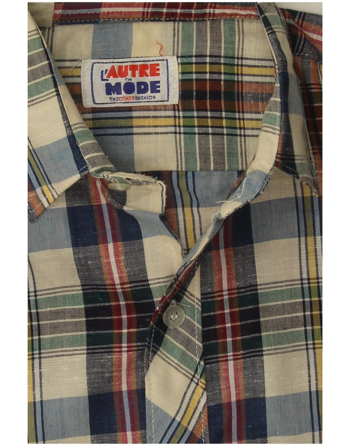 Vintage Mens Short Sleeve Shirt Medium Multicoloured Plaid