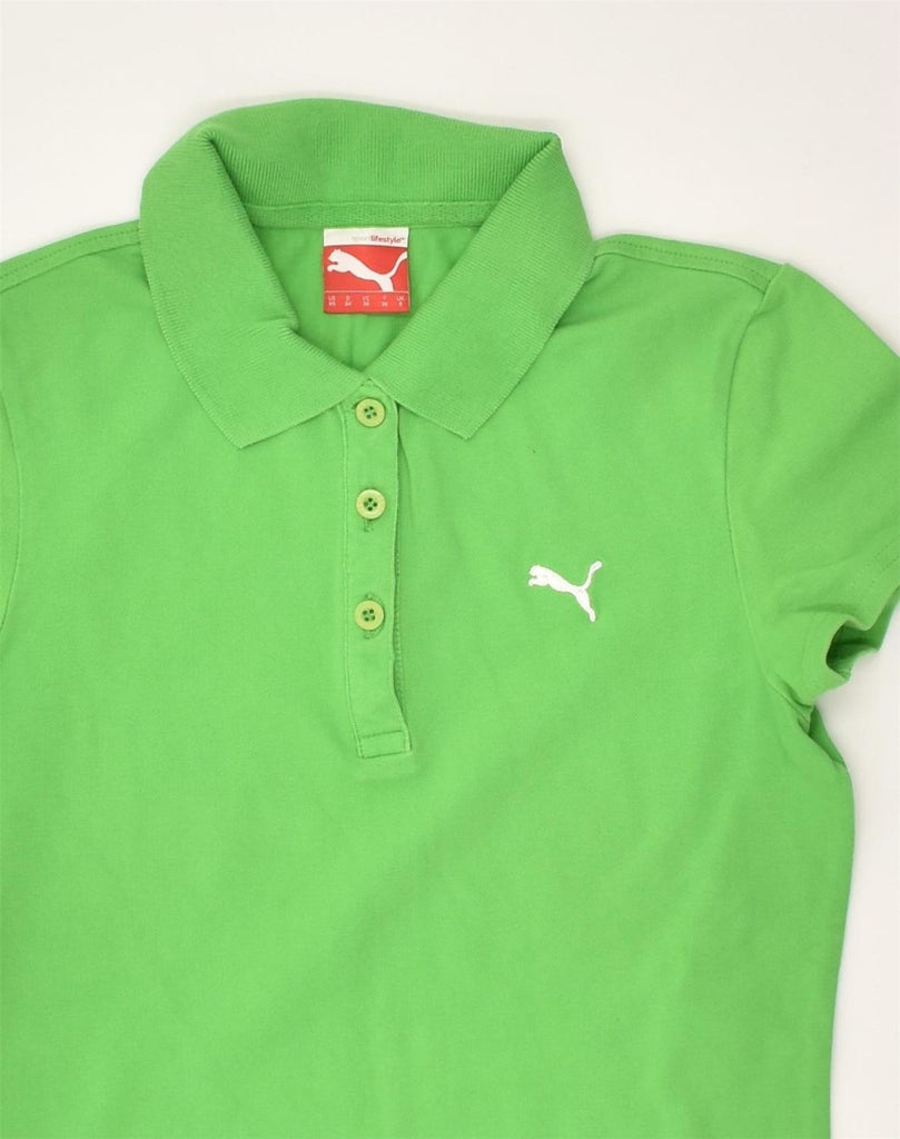 PUMA Womens Polo Shirt UK 8 Small Green Cotton | Vintage Puma | Thrift | Second-Hand Puma | Used Clothing | Messina Hembry 