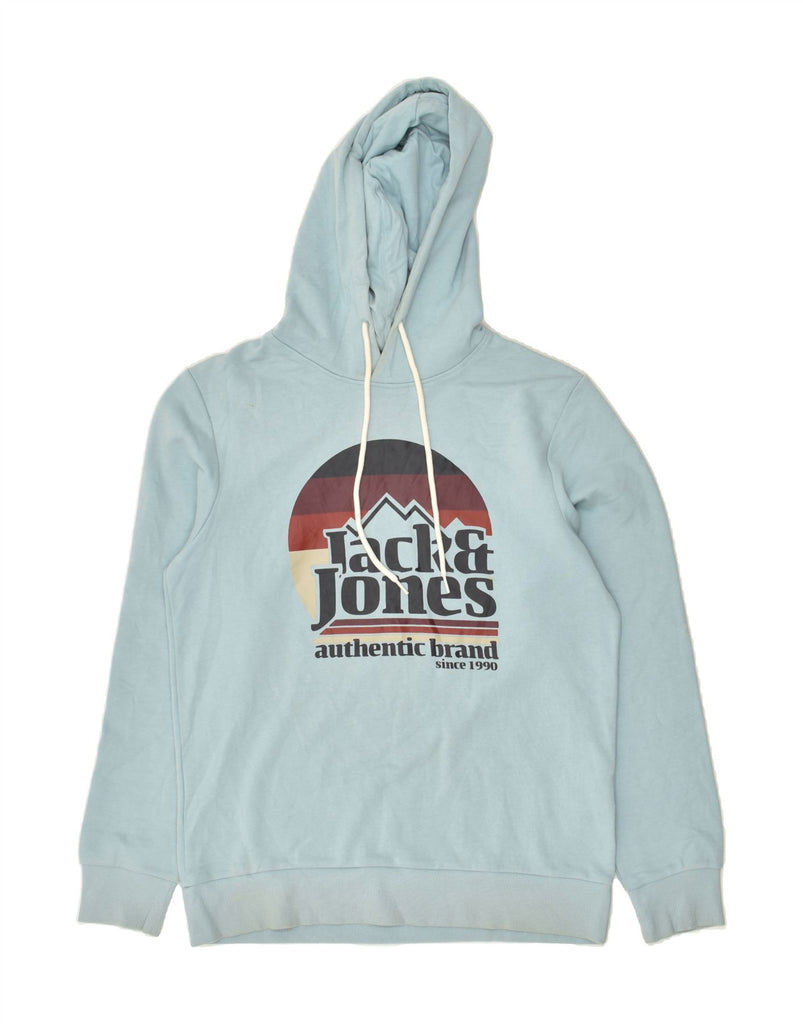 JACK & JONES Mens Graphic Hoodie Jumper Large Blue Cotton | Vintage Jack & Jones | Thrift | Second-Hand Jack & Jones | Used Clothing | Messina Hembry 