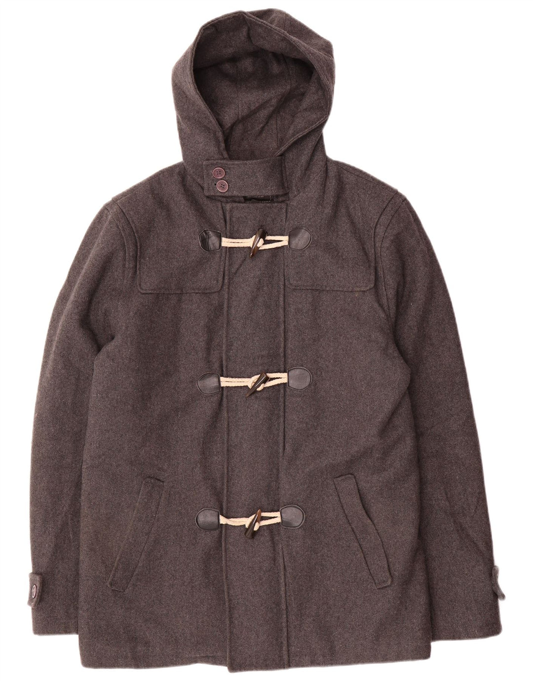 Vintage Mens Hooded Duffle Coat UK 44 2XL Grey