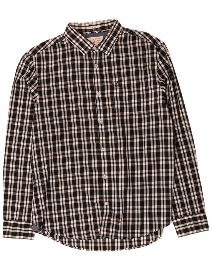 Penguin Mens Heritage Slim Fit Shirt Large Black Check Cotton
