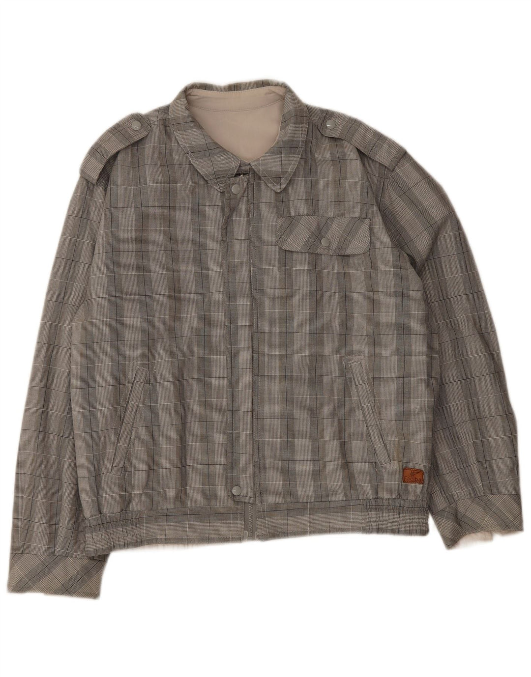 Faciba Mens Military Bomber Jacket UK 38 Medium Grey Check